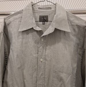 Calvin Klein Gray Striped Button Down Shirt